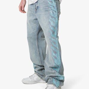 mnml Ultra Baggy Flame Light Blue Carpenter Denim Jeans Size 28